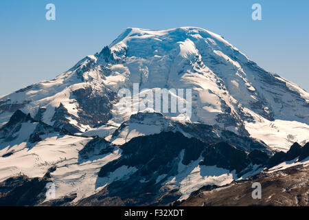 Mount Baker (Native American: Kulshan) covered in snow as seen from The Skyline Divide Trail in the North Cascades, Washington. Stock Photo