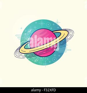 Space Planet Vector. A large gas planet with a ring system. vector illustration Stock Vector