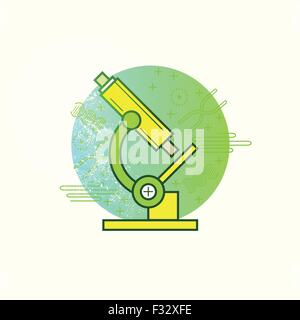 Microscope Vector. A science microscope on a biology background. Vector illustration Stock Vector