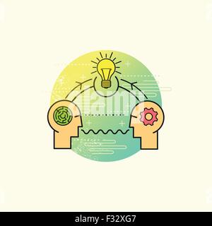 Business Problem Solving Vector. two people working together to solve a problem. Vector illustration. Stock Vector