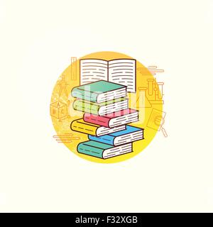 Book Collection Vector. A group of books for education and learning. Vector illustration. Stock Vector