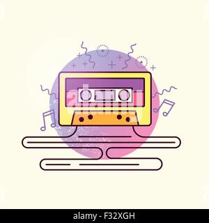 Audio Tape Cassette Vector. Retro mix tape, vector illustration. Stock Vector