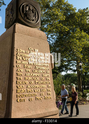 Netherlands Monument Flagpole base,  NYC Stock Photo