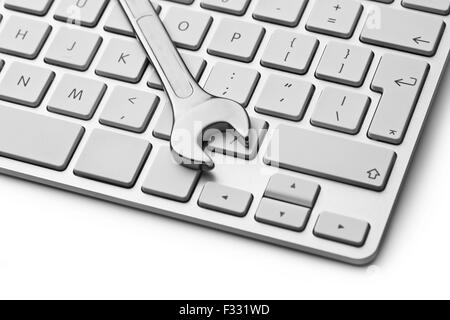 Computer Keyboard with white Keys. Stock Photo