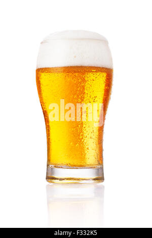 Glass of light beer isolated on a white background. Stock Photo