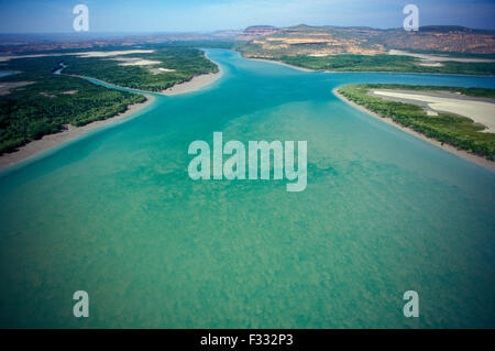 AERIAL VIEW OVER THE MITCHELL RIVER (MITCHELL PLATEAU) KIMBERLEY, WESTERN AUSTRALIA Stock Photo