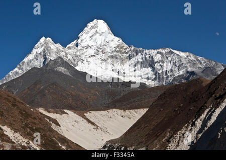Majestic Amadablam mountain in background seen in Nepal Stock Photo