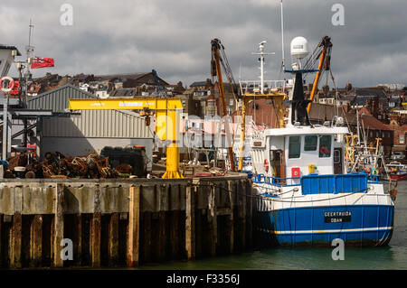 The Geertruida Oban fishing boat, moored, in Scarborough harbour Stock Photo