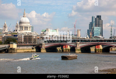 Police boat patrolling River Thames City of London Stock Photo
