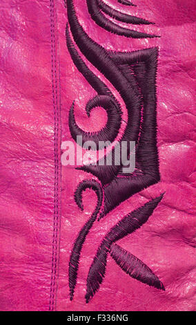 Genuine leather pink floral background Stock Photo