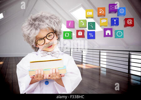 Composite image of dressed up pupil holding books Stock Photo