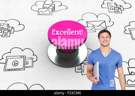 Excellent! against pink push button Stock Photo