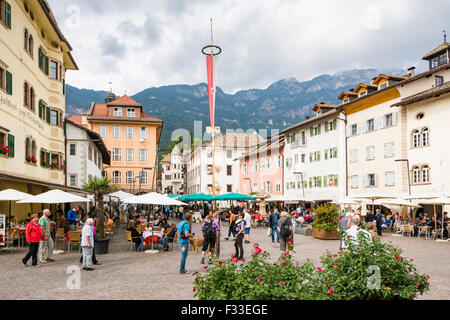 KALTERN, ITALY - SEPTEMBER 22: People at the market square of Kaltern, Italy on September 22, 2015. Stock Photo