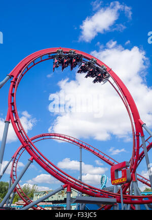 Twists and turns of G-Force rollercoaster ride, Drayton Manor Park ...