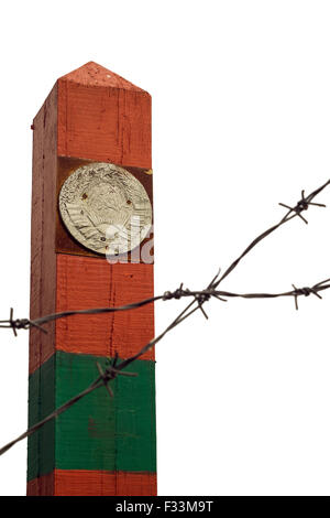 the USSR boundary pillar on a white background Stock Photo