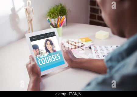 Composite image of photo editor using tablet pc Stock Photo