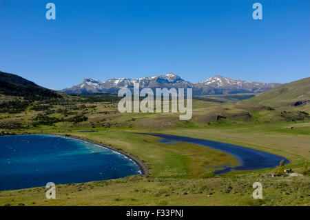 Laguna Azul, Torres del Paine NP Chile Patagona Stock Photo