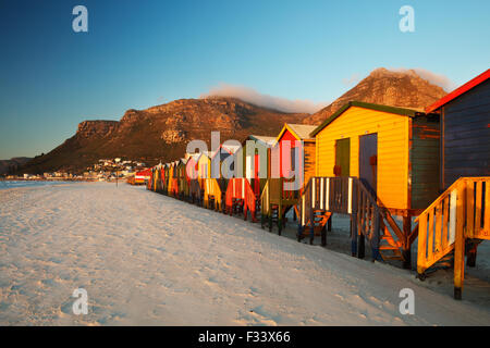 beach huts on Muizenberg Beach, Cape Town, South Africa Stock Photo