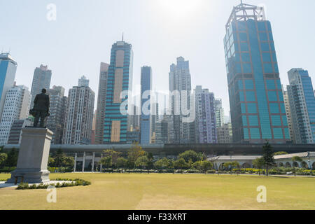 Cityscape from Sun Yat Sen Memorial Park in HongKong Stock Photo