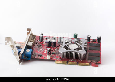 Two computer graphic cards on white background Stock Photo