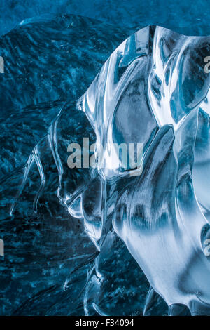 details of the ice in an ice cave below the Breidamerkurjokull Glacier, eastern Iceland Stock Photo