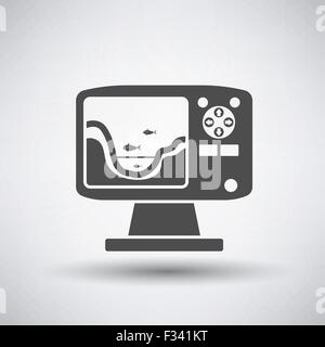 Fishing icon with echo sounder over gray background. Vector illustration. Stock Vector