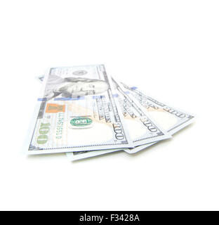 Three hundred dollar notes. All on white background. Stock Photo