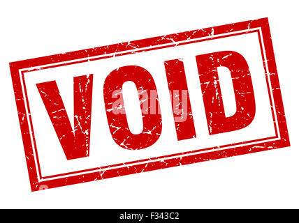 void red square grunge stamp on white Stock Photo