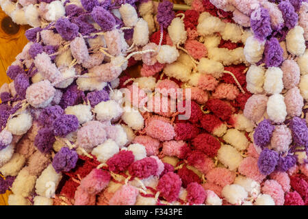 colorful scarf of wool on a wooden background Stock Photo