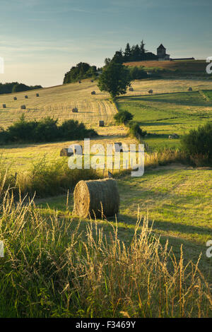 hay bales in the fields near Beaumont du Périgord, Pays de Bergerac, Dordogne, Aquitaine, France Stock Photo