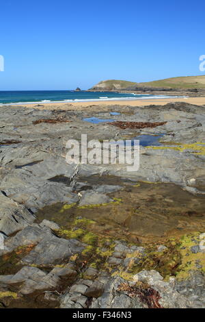 Autmun view across Boobys Bay, Padstow, North Cornwall, England, UK Stock Photo