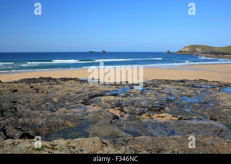 Autmun view across Boobys Bay, Padstow, North Cornwall, England, UK Stock Photo