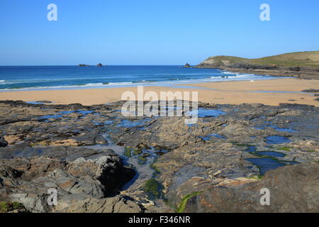 Autmun view across Boobys Bay, Padstow, North Cornwall, England, UK Stock Photo