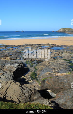 Autmun view across Boobys Bay, Padstow, North Cornwall, England, UK Stock Photo