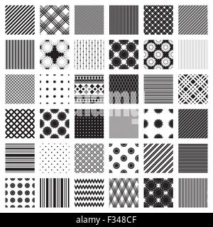 Big black and white plaid patterns set Stock Vector