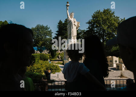 Billund, Denmark -23 Aug 2015- Miniature of Statue of Liberty made with lego pieces, in Legoland amusement park Stock Photo