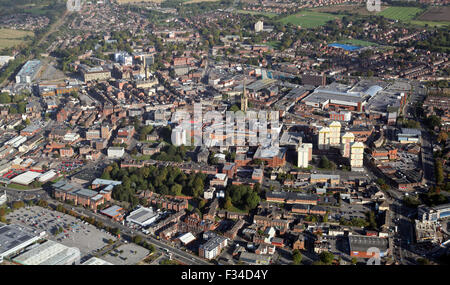 aerial view of Wakefield town centre, West Yorkshire, UK Stock Photo