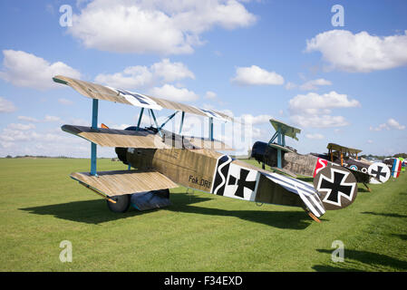 Fokker Dr.I Triplane replicas at Sywell Aerodrome, Northampton, England Stock Photo