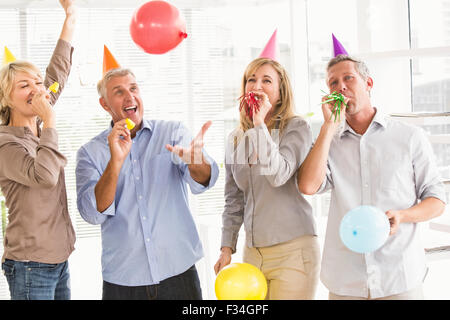 Casual business people celebrating birthday Stock Photo