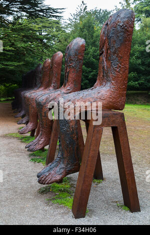 Ten Seated Figures by Magdalena Abakanowicz. Stock Photo