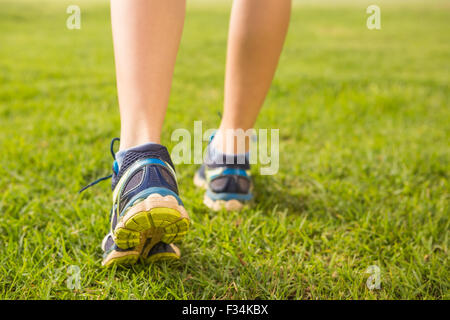 Close up view of female runners feet Stock Photo