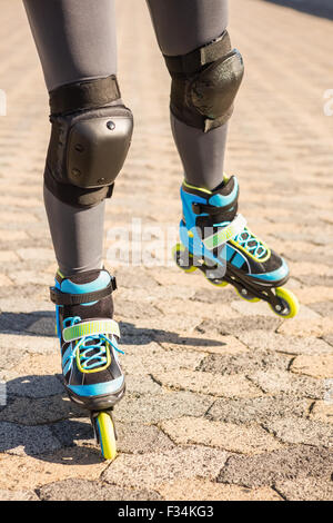 Close up view of inline skates skating Stock Photo