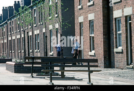 Residents of Eastwood, birthplace of D.H.Lawrence, South Nottinghamshire coal mining town, Moorgreen colliery, England Stock Photo