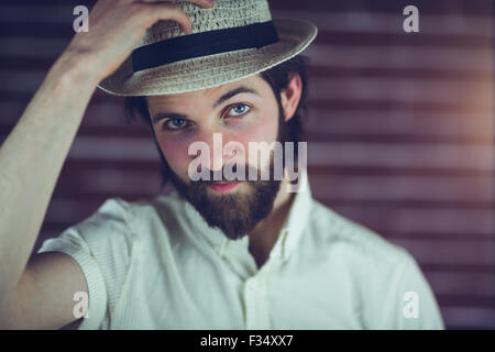 Portrait of handsome man wearing hat Stock Photo