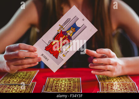 Fortune teller using tarot cards Stock Photo