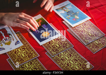 Fortune teller using tarot cards Stock Photo