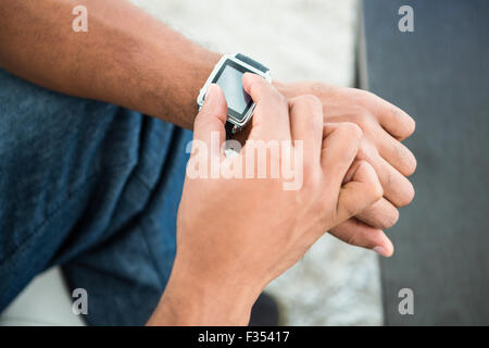 Man using smart watch Stock Photo