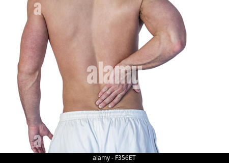 Midsection of man suffering from back pain Stock Photo