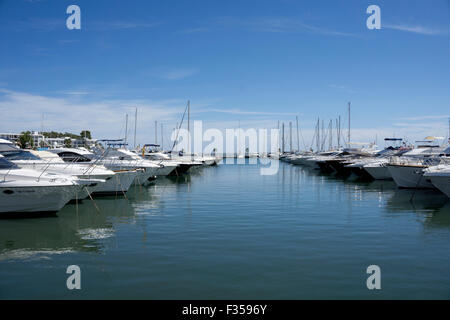 Boats in the marina at 'Santa Eulària des Riu' Ibiza Stock Photo