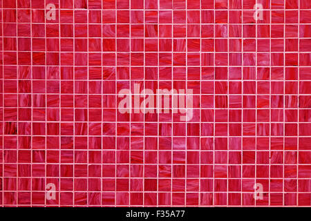 A red square tiled background with small mosaic tiles Stock Photo